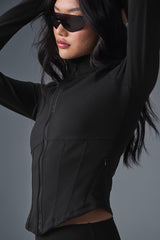 Airbrushed full zip corset jacket