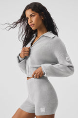 Scholar Full Zip Cropped Knit Jacket "BACK SOON"